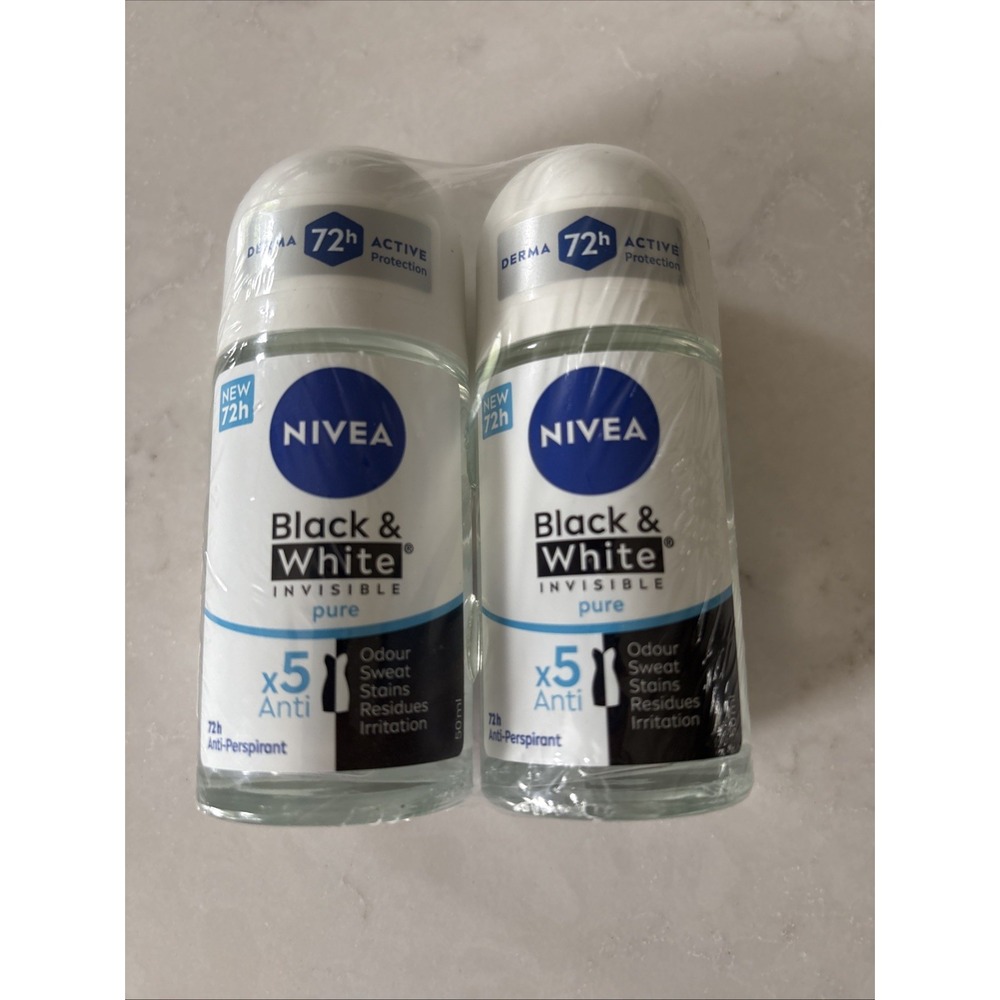 Nivea Black & White Invisible Fresh Original Roll-on 72H Deodorant 50 Ml 2 Pack